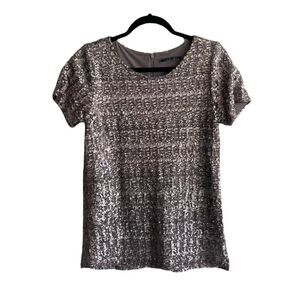 VELVET BY GRAHAM AND SPENCER Crew Neck Short Sleeve Top T-Shirt Blouse Sequins M